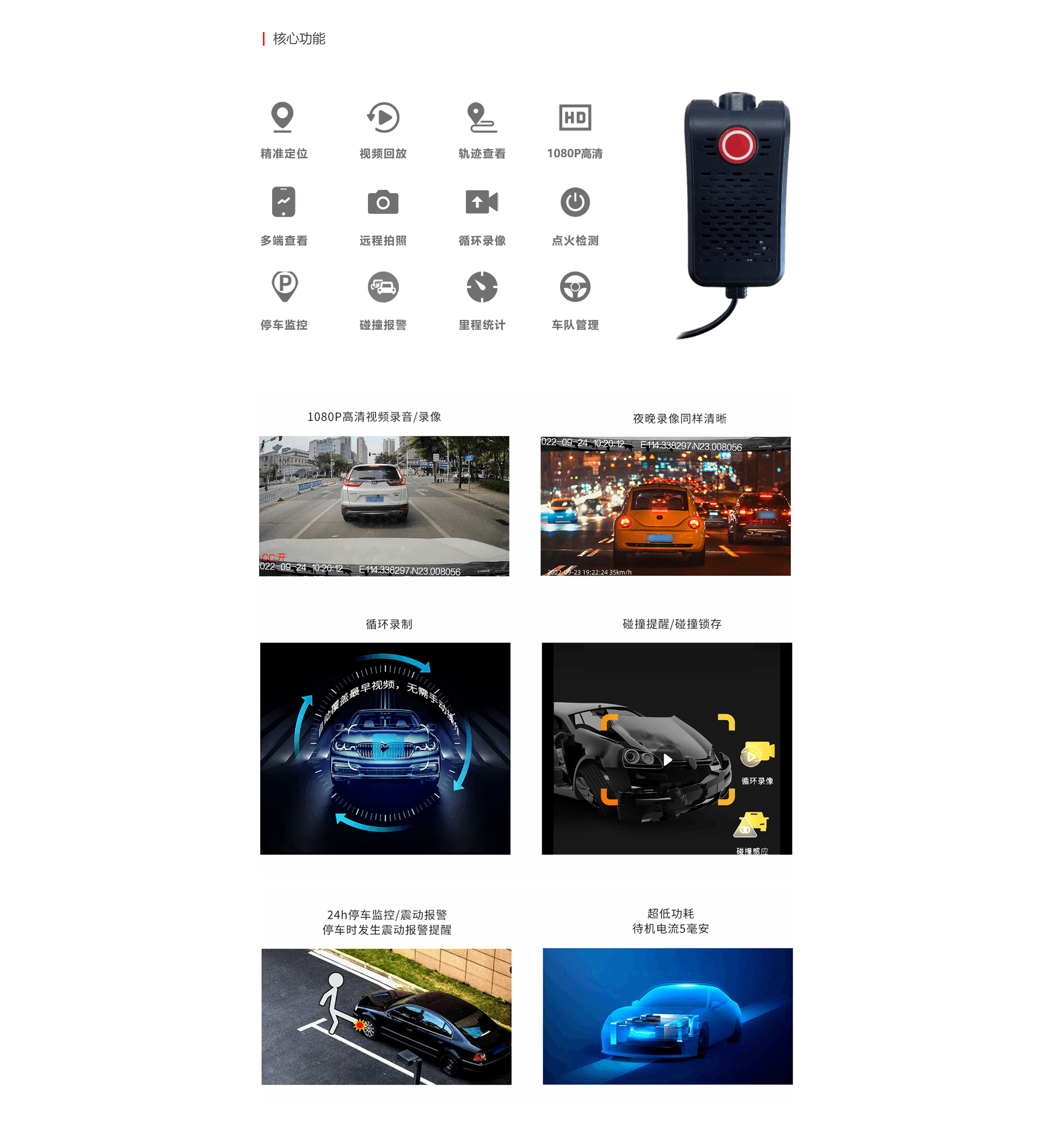 4G行车记录仪及实时定位终端核心功能